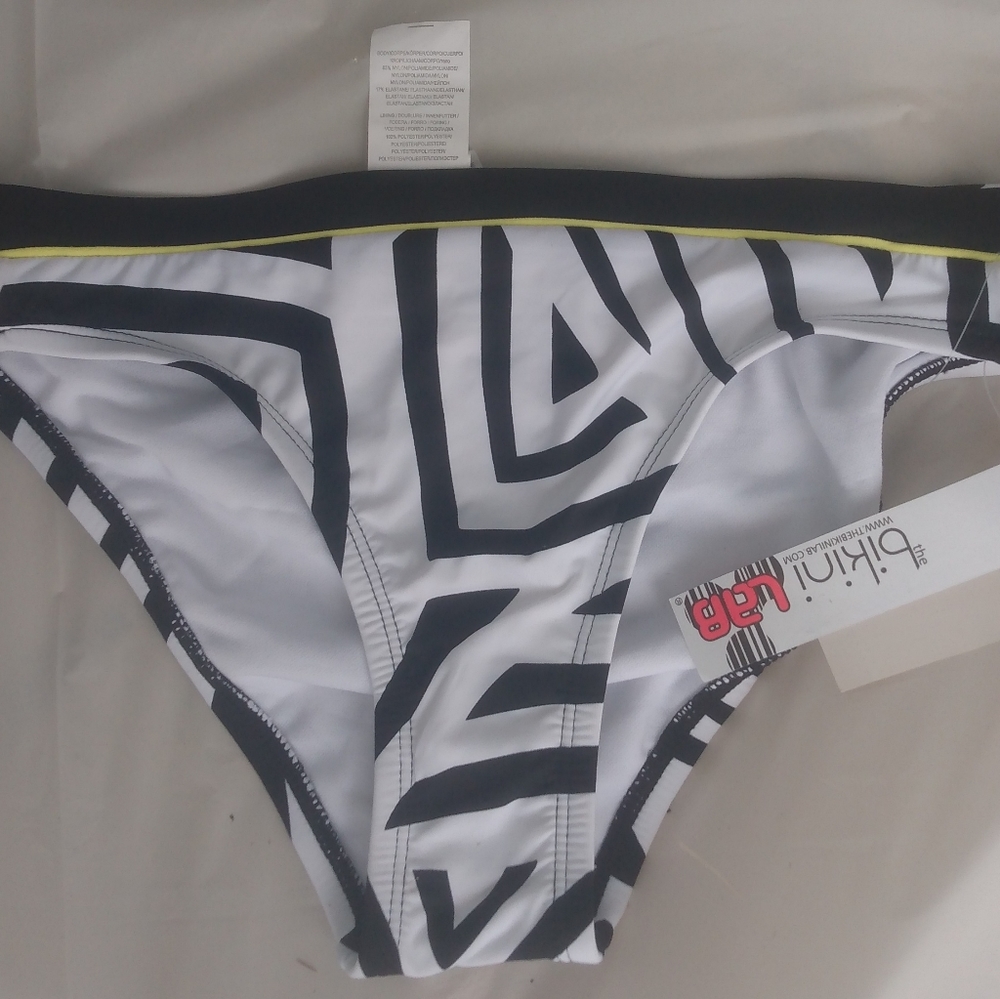 The Bikini Lab white with black stripes bottom
